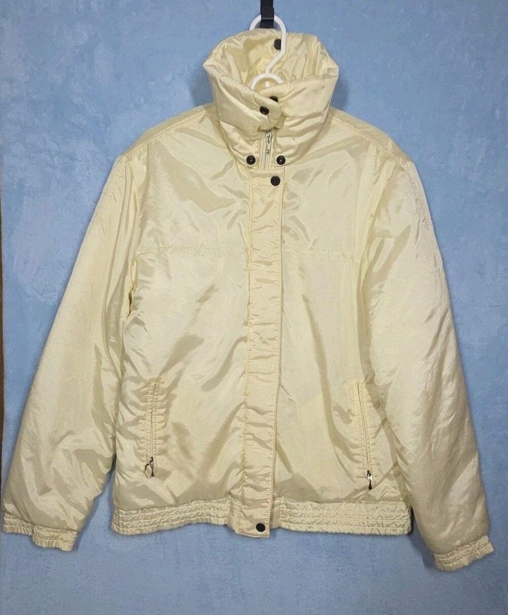 VTG Aspen Powder Puffer Jacket XL/1X Ivory 80s 90s Sheen Ski Snow Bunny Winter